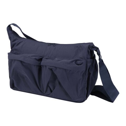 Bolso bandolera para portátil Calli de 33 cm de GRS, de nailon reciclado Azul marino