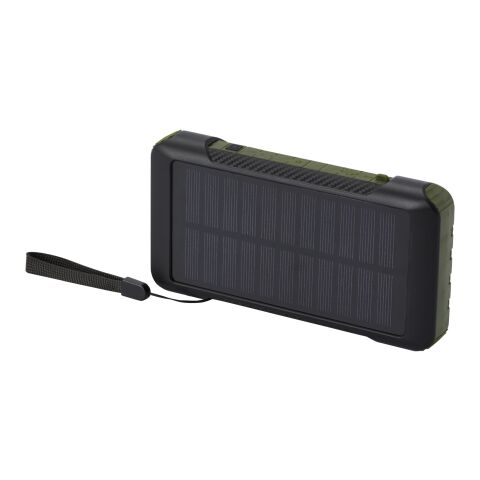 Batería externa de dinamo solar en plástico reciclado de 10 000 mAh con certificación RCS &quot;Soldy&quot; Estándar | Verde militar | sin montaje de publicidad | no disponible | no disponible