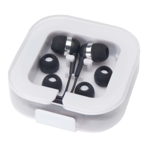 Auriculares tipo C con cable y caja de plástico reciclado &quot;Dofida&quot; Estándar | Negro intenso | sin montaje de publicidad | no disponible | no disponible