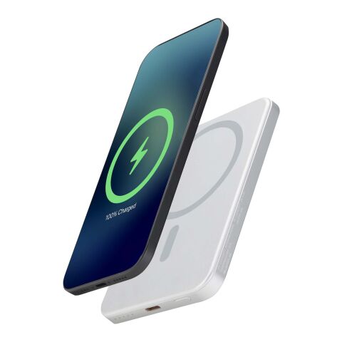 Batería externa magnética Avis de 5000 mAh fabricada con aluminio reciclado RCS Plata