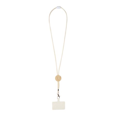 Lanyard para smartphone con detalles de bambú "Adhab" Estándar | Blanco | sin montaje de publicidad | no disponible | no disponible | no disponible
