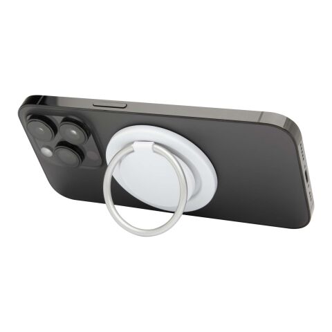 Soporte para teléfono magnético de plástico reciclado con portaanillos &quot;Albali&quot; Estándar | Blanco | sin montaje de publicidad | no disponible | no disponible