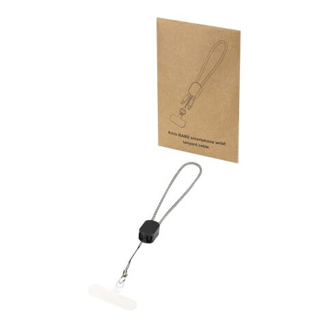 Lanyard de muñeca reciclado Arich RCS con cable de carga tipo C de 20 W integrado Negro