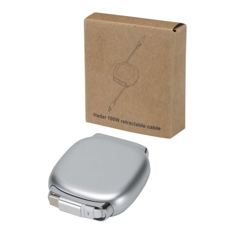 Cable retráctil Alphard de 100 W para CarPlay, de plástico reciclado, con carga PD Plata