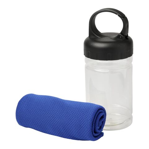 Toalla refrescante &quot;Remy&quot; en recipiente de PET Estándar | Azul real | sin montaje de publicidad | no disponible | no disponible | no disponible