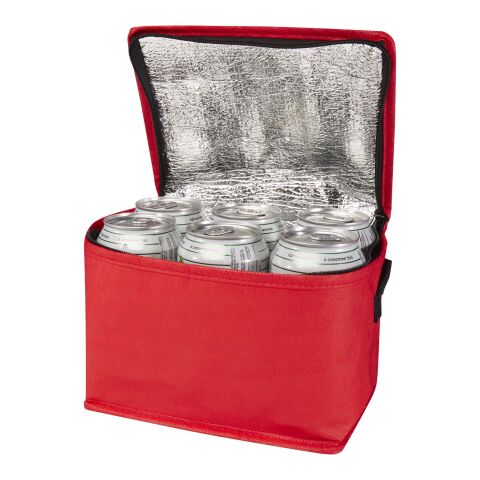 Bolsa isotérmica para 6 latas no tejida de material reciclado GRS de 4 l "Spectrum" Estándar | Rojo | sin montaje de publicidad | no disponible | no disponible