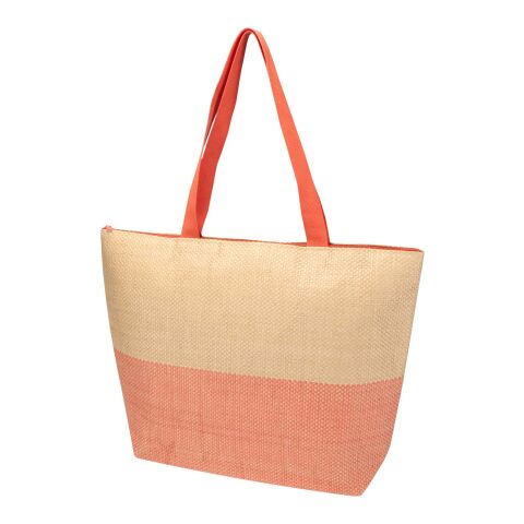 Bolso tote grande de papel de paja Rhythm con cremallera, 21 l Brick