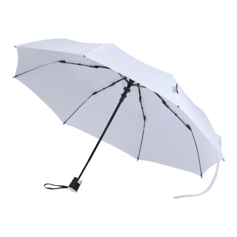 Paraguas Agnes de 53 cm, plegable y con apertura automática, fabricado en RPET blanco