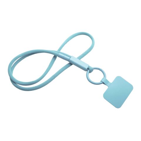 Lanyard con soporte para teléfono con tubo de plástico reciclado "Tubyard" Azul hielo | sin montaje de publicidad | no disponible | no disponible