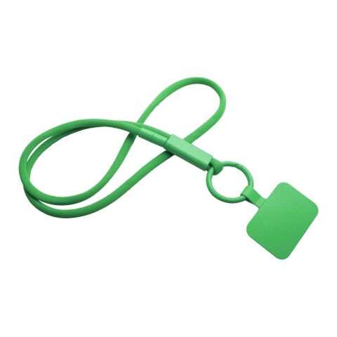 Lanyard con soporte para teléfono con tubo de plástico reciclado "Tubyard" Verde | sin montaje de publicidad | no disponible | no disponible