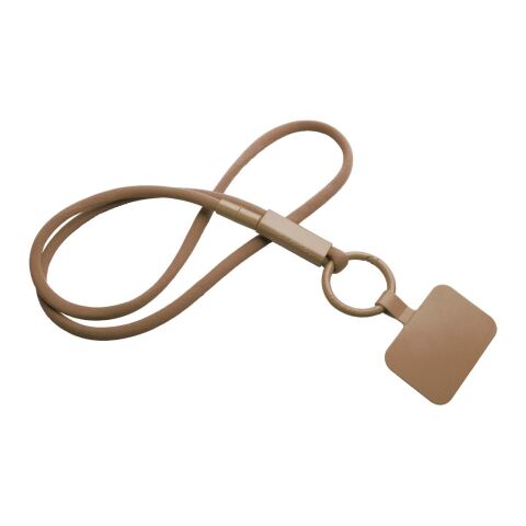 Lanyard con soporte para teléfono con tubo de plástico reciclado "Tubyard" Bronce | sin montaje de publicidad | no disponible | no disponible