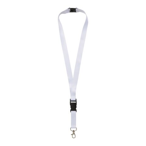 Lanyard de PET reciclado con hebilla de seguridad &quot;Balta&quot; Negro intenso-Blanco | 10mm | sin montaje de publicidad | no disponible | no disponible