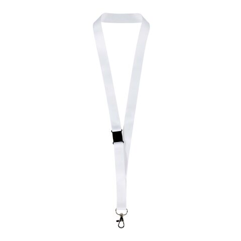 Lanyard de RPET con sublimación y cierre de seguridad &quot;Lois&quot; Negro intenso-Blanco | 15mm | sin montaje de publicidad | no disponible | no disponible