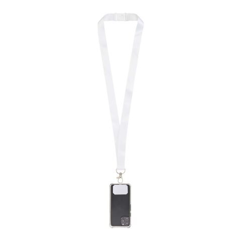 Lanyard de sublimación con soporte para teléfono y cierre de seguridad "Addie" Blanco-Blanco | no disponible | sin montaje de publicidad | no disponible | no disponible