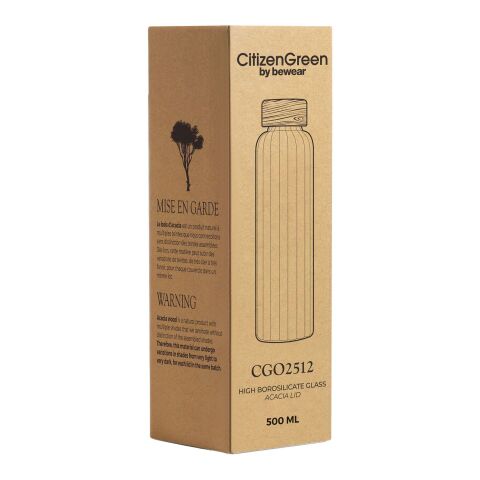 Botella de agua Citizen Green Purflow de 500 ml de vidrio de borosilicato blanco