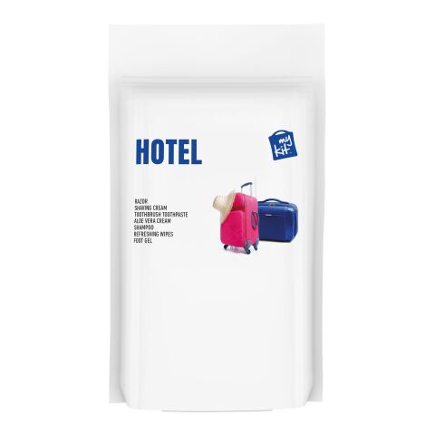 &quot;MyKit&quot; Kit de hotel en funda de papel blanco | sin montaje de publicidad | no disponible | no disponible
