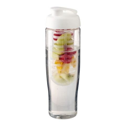 Bidón deportivo e infusor con Tapa Flip de 700 ml H2O Tempo® Transparente-Blanco | sin montaje de publicidad | no disponible | no disponible