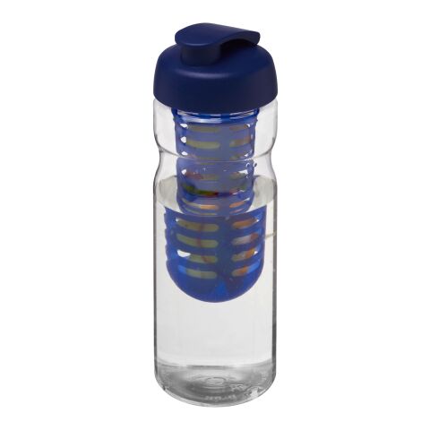 Bidón deportivo e infusor con Tapa Flip de 650 ml H2O Base® Transparente-Azul | sin montaje de publicidad | no disponible | no disponible