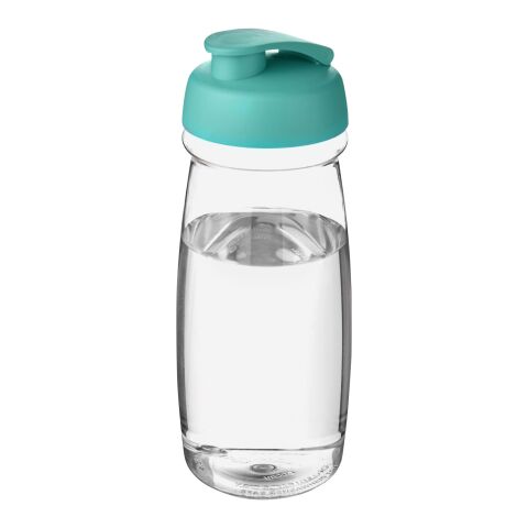 Bidón deportivo con Tapa Flip de 600 ml H2O Pulse® Transparente-Azul aqua | sin montaje de publicidad | no disponible | no disponible