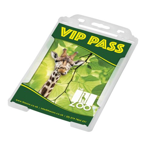 Tarjetero de plástico reciclado &quot;Pierre&quot; Blanco escarchado | sin montaje de publicidad | no disponible | no disponible