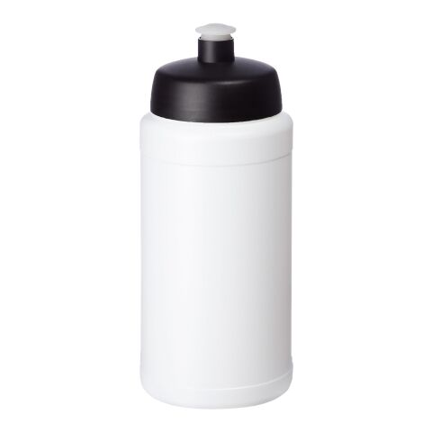 Bidón deportivo reciclado de 500 ml "Baseline" Blanco-Negro intenso | sin montaje de publicidad | no disponible | no disponible