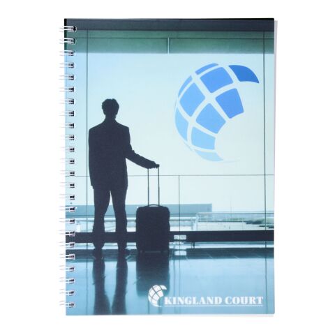 Cuaderno A5 con anillas de alambre y cubierta de PP de Desk-Mate® Blanco | 50 pages | sin montaje de publicidad | no disponible | no disponible