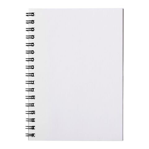Cuaderno A6 con anillas de alambre y cubierta de PP Desk-Mate® Blanco-Negro | 50 pages | sin montaje de publicidad | no disponible | no disponible