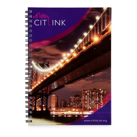 Cuaderno A5 con anillas de alambre de Desk-Mate® Blanco-Negro | 50 pages | sin montaje de publicidad | no disponible | no disponible