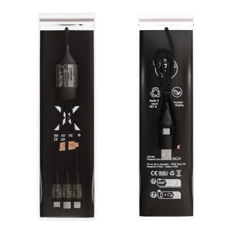 Cable de carga rápida 5 en 1 de 100 W/5 A con pantalla digital &quot;SCX.design C50&quot; Estándar | negro | sin montaje de publicidad | no disponible | no disponible