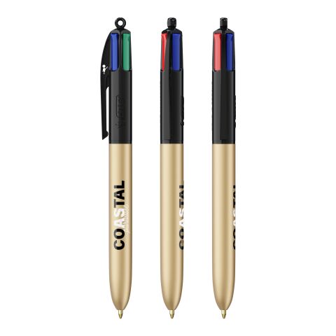 BIC® 4 Colours Glacé Negro-oro | Impresión De Pantalla 1 color | Cuerpo-centrado al clip | 30.00 mm x 43.00 mm