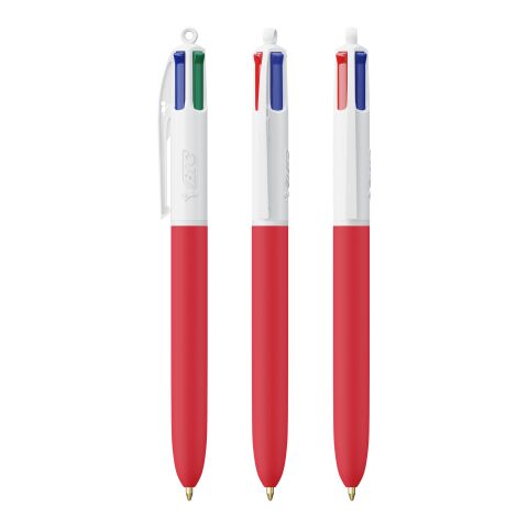 BIC® 4 Colours Soft Blanco-rojo | Impresión De Pantalla 1 color | Parte superior-Detrás del clip | 22.00 mm x 10.00 mm