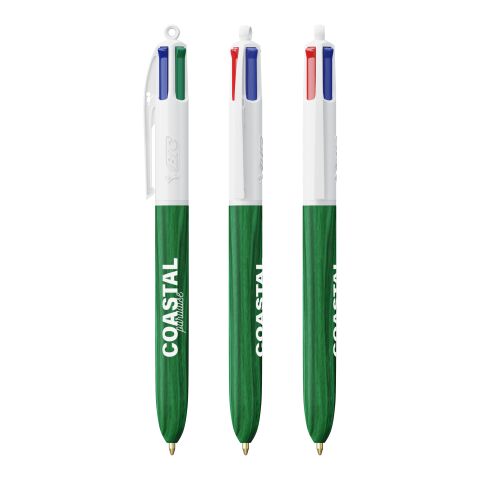 BIC® 4 Colours Wood Style Blanco-verde | Impresión De Pantalla 1 color | Cuerpo-a la derecha del clip&nbsp; | 30.00 mm x 43.00 mm