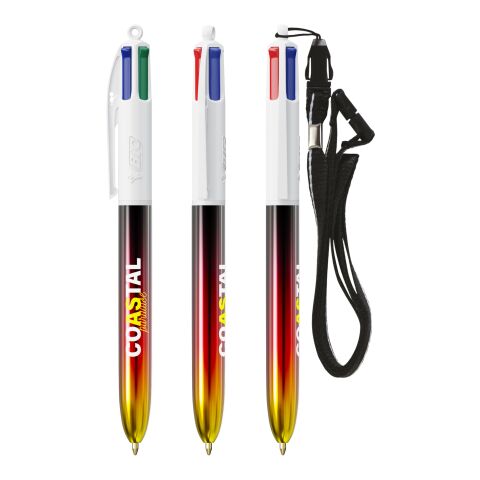 BIC® 4 Colours® Flags Collection + lanyard Blanco-Negro-Rojo-Negro / rojo / amarillo(3)