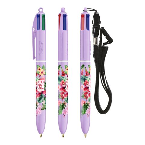 BIC® 4 Colours® Pastel + lanyard Púrpura pastel