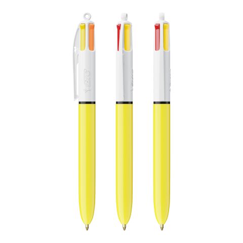 BIC® 4 Colours Sun Blanco-amarillo | Impresión De Pantalla 1 color | Cuerpo-Centrado al Clip | 30.00 mm x 43.00 mm