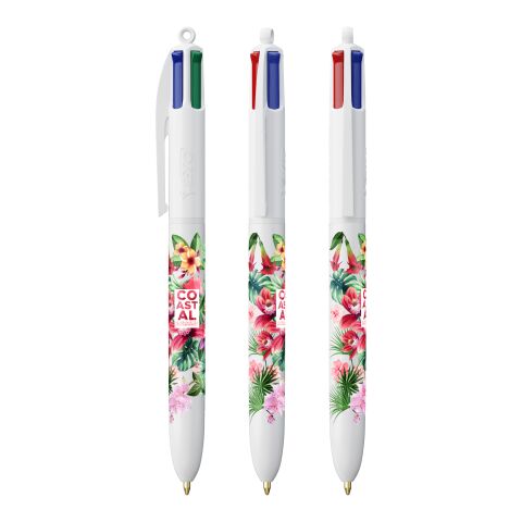 BIC® 4 Colours bolígrafo Blanco | Impresión De Pantalla 1 color | Cuerpo-centrado al clip | 30.00 mm x 43.00 mm