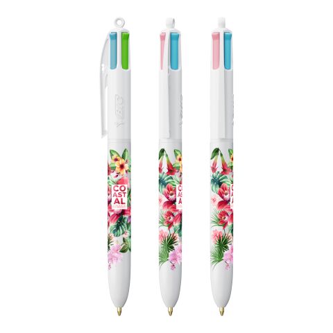 BIC® 4 Colours Fashion bolígrafo Blanco | Impresión De Pantalla 1 color | Parte superior-detrás del clip | 22.00 mm x 10.00 mm