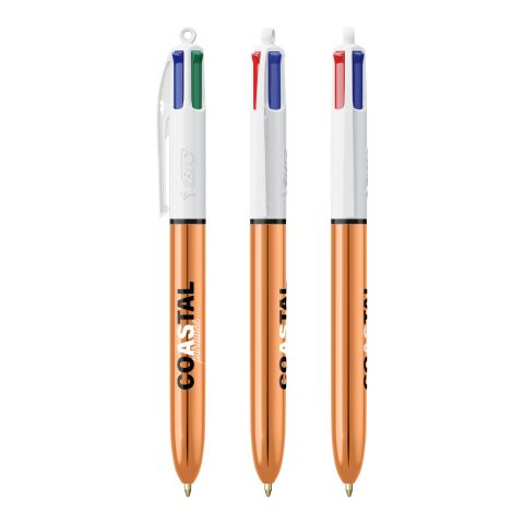 BIC® 4 Colours Shine bolígrafo Blanco-oro rosa | Impresión De Pantalla 1 color | Cuerpo-centrado al clip | 30.00 mm x 43.00 mm