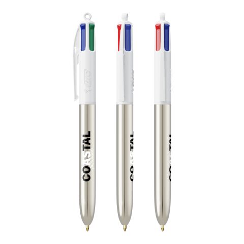 BIC® 4 Colours Shine bolígrafo Blanco-plata metalizado | no disponible