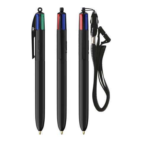BIC® 4 Colours® ECO + lanyard Negro intenso