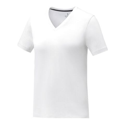 Camiseta de manga corta y cuello en V para mujer "Somoto" Blanco | M
