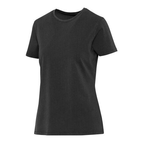 Camiseta lavada de manga corta de 160&nbsp;g/m2 para mujer "Nanaimo" Estándar | Negro intenso | S | sin montaje de publicidad | no disponible | no disponible | no disponible
