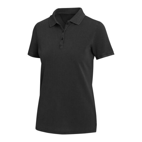 Polo de 200 g/m2 lavado para mujer "Calgary" Estándar | Negro intenso | S | sin montaje de publicidad | no disponible | no disponible | no disponible