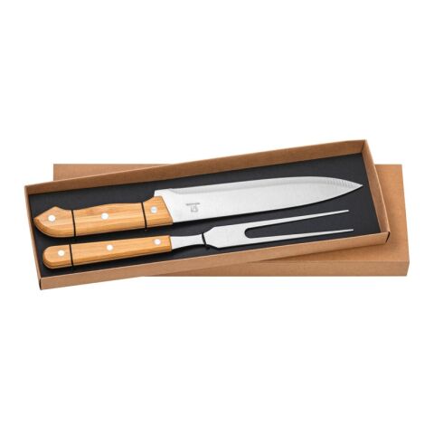 SALSA. Conjunto de 2 utensilios para barbacoa, hechos en bambú y acero inoxidable Beige | sin montaje de publicidad