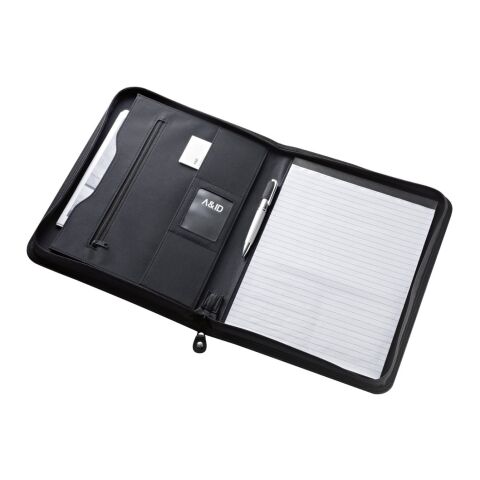 PASZO. Portafolios A4 de PU y microfibra con bloc forrado negro | sin montaje de publicidad | Forrado | A4