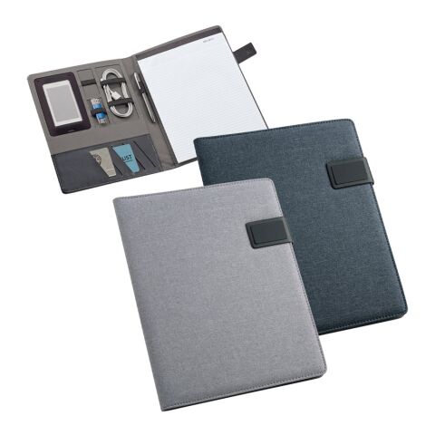 RIORDAN. Carpeta A4 en imitación lino y PU. Hojas forradas Azul | sin montaje de publicidad