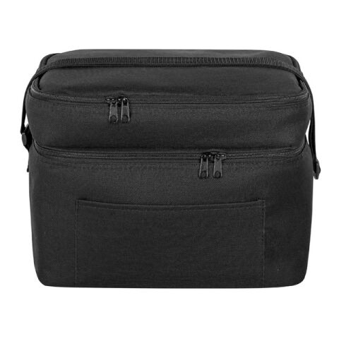 CANCUN LARGE. Bolsa térmica de poliéster reciclado 600D, con correa de cincha ajustable Negro | sin montaje de publicidad