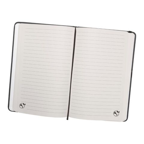 CAMPUS. Cuaderno A5 de tapa dura en PU (35% reciclado) con páginas rayadas 100% reciclado Negro | sin montaje de publicidad