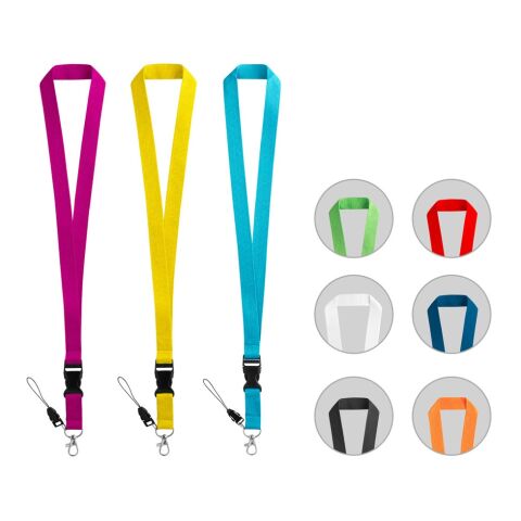 ANQUETIL. Lanyard de poliéster con mosquetón metálico Negro | sin montaje de publicidad