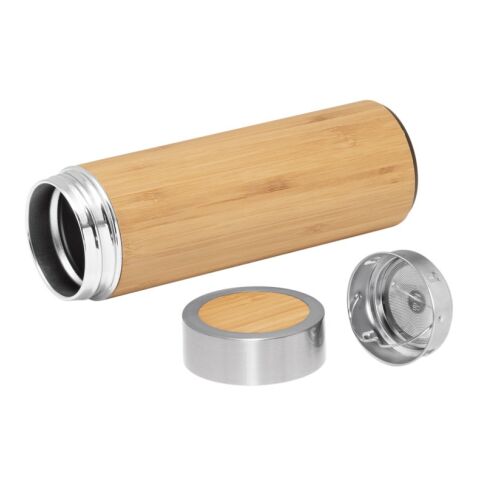 NATUREL. Botella térmica de bambú y acero inoxidable (90% reciclado) 430 Ml Beige | sin montaje de publicidad